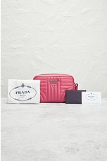 FWRD Renew Prada Diagramme Leather Chain Shoulder Bag in Pink, view 8, click to view large image.