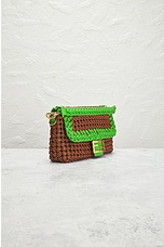 FWRD Renew Fendi Mama 2 Way Baguette Shoulder Bag in Brown & Green, view 4, click to view large image.