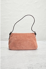 FWRD Renew Fendi Suede Baguette Shoulder Bag in Pink Nude, view 3, click to view large image.
