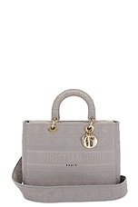 FWRD Renew Dior Lady Handbag in Grey, view 1, click to view large image.