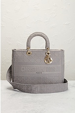 FWRD Renew Dior Lady Handbag in Grey, view 2, click to view large image.