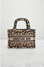 FWRD Renew Dior Leopard Mini Book Tote Bag in Beige, view 2, click to view large image.