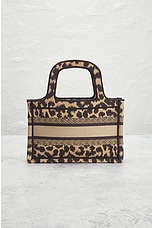 FWRD Renew Dior Leopard Mini Book Tote Bag in Beige, view 3, click to view large image.
