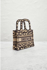 FWRD Renew Dior Leopard Mini Book Tote Bag in Beige, view 4, click to view large image.