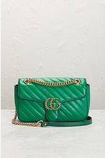 FWRD Renew Gucci GG Marmont Chain Shoulder Bag in Green, view 2, click to view large image.