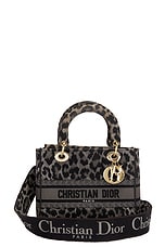 FWRD Renew Dior Lady Leopard 2 Way Handbag in Grey, view 1, click to view large image.