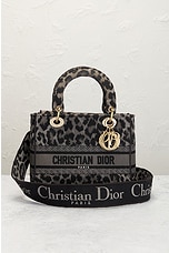 FWRD Renew Dior Lady Leopard 2 Way Handbag in Grey, view 2, click to view large image.
