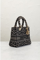 FWRD Renew Dior Lady Leopard 2 Way Handbag in Grey, view 4, click to view large image.