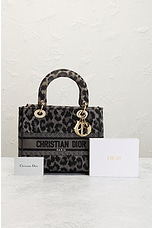 FWRD Renew Dior Lady Leopard 2 Way Handbag in Grey, view 9, click to view large image.