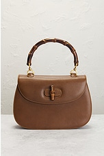 FWRD Renew Gucci Bamboo Handbag in Brown, view 2, click to view large image.