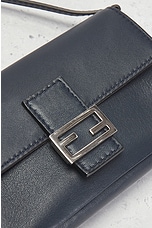 FWRD Renew Fendi Leather Baguette Shoulder Bag in Navy, view 5, click to view large image.