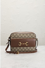 FWRD Renew Gucci GG Horsebit Shoulder Bag in Brown, view 2, click to view large image.