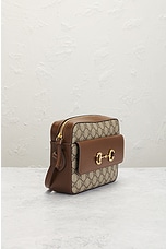 FWRD Renew Gucci GG Horsebit Shoulder Bag in Brown, view 4, click to view large image.