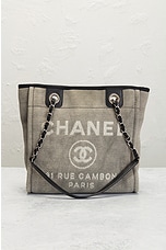 FWRD Renew Chanel Deauville PM Tote Bag in Grey, view 2, click to view large image.