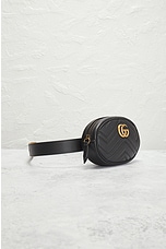 FWRD Renew Gucci Marmont Leather Waist Bag in Black, view 4, click to view large image.