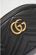 FWRD Renew Gucci Marmont Leather Waist Bag in Black, view 5, click to view large image.