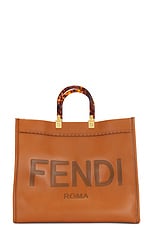 FWRD Renew Fendi Sunshine Tote Bag in Brown, view 1, click to view large image.