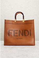 FWRD Renew Fendi Sunshine Tote Bag in Brown, view 2, click to view large image.