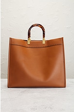 FWRD Renew Fendi Sunshine Tote Bag in Brown, view 3, click to view large image.