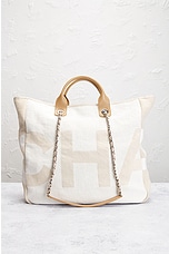 FWRD Renew Chanel Canvas Shopping Tote Bag in White, view 2, click to view large image.