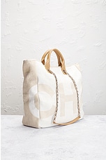 FWRD Renew Chanel Canvas Shopping Tote Bag in White, view 4, click to view large image.