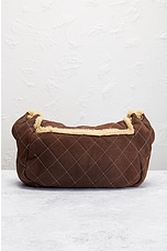 FWRD Renew Chanel Quilted Suede Shearling Shoulder Bag in Brown, view 3, click to view large image.