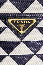 FWRD Renew Prada Canvas 2 Way Handbag in Navy & White, view 6, click to view large image.