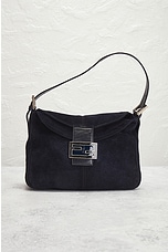 FWRD Renew Fendi Mama Baguette Shoulder Bag in Navy, view 2, click to view large image.