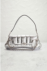 FWRD Renew Gucci Metallic Shoulder Bag in Silver, view 2, click to view large image.