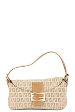 FWRD Renew Fendi Mama Zucchino Baguette Shoulder Bag in Ivory, view 1, click to view large image.
