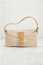 FWRD Renew Fendi Mama Zucchino Baguette Shoulder Bag in Ivory, view 2, click to view large image.