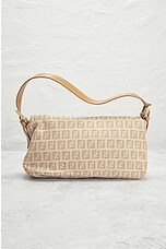 FWRD Renew Fendi Mama Zucchino Baguette Shoulder Bag in Ivory, view 3, click to view large image.