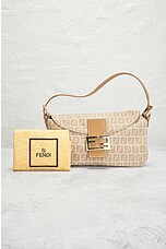 FWRD Renew Fendi Mama Zucchino Baguette Shoulder Bag in Ivory, view 9, click to view large image.