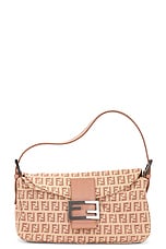 FWRD Renew Fendi Zucchino Baguette Shoulder Bag in Tan, view 1, click to view large image.