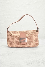 FWRD Renew Fendi Zucchino Baguette Shoulder Bag in Tan, view 2, click to view large image.