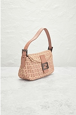 FWRD Renew Fendi Zucchino Baguette Shoulder Bag in Tan, view 4, click to view large image.