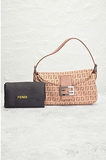 FWRD Renew Fendi Zucchino Baguette Shoulder Bag in Tan, view 9, click to view large image.