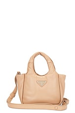 FWRD Renew Prada Padded Nappa-Leather Handbag in Beige, view 1, click to view large image.