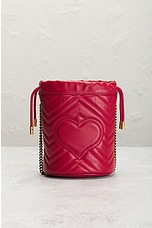 FWRD Renew Gucci GG Marmont Chain Bucket Bag in Red, view 3, click to view large image.