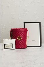 FWRD Renew Gucci GG Marmont Chain Bucket Bag in Red, view 9, click to view large image.