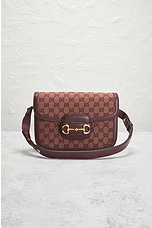 FWRD Renew Gucci Horsebit Shoulder Bag in Red, view 2, click to view large image.