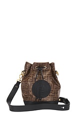 FWRD Renew Fendi Zucca Baguette Bucket Bag in Brown, view 1, click to view large image.