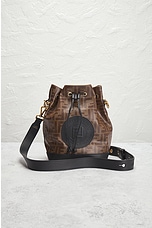 FWRD Renew Fendi Zucca Baguette Bucket Bag in Brown, view 2, click to view large image.