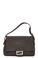 FWRD Renew Fendi Mama Selleria Baguette Shoulder Bag in Dark Brown, view 1, click to view large image.