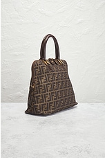 FWRD Renew Fendi Zucca 2 Way Handbag in Brown, view 4, click to view large image.