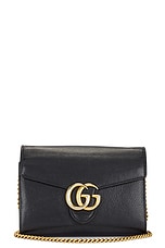 FWRD Renew Gucci GG Marmont Wallet On Chain Bag in Black, view 1, click to view large image.