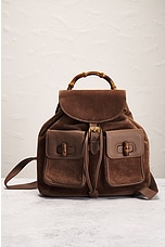 FWRD Renew Gucci Bamboo Backpack in Brown, view 2, click to view large image.