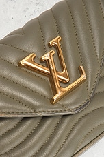 FWRD Renew Louis Vuitton New Wave Pochette Shoulder Bag in Olive Green, view 5, click to view large image.