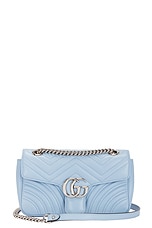 FWRD Renew Gucci GG Marmont Shoulder Bag in Baby Blue, view 1, click to view large image.