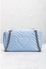 FWRD Renew Gucci GG Marmont Shoulder Bag in Baby Blue, view 3, click to view large image.